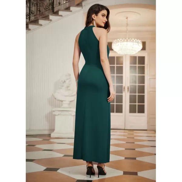 GRACE KARIN Womens Halter Neck Split Long Maxi Formal Dresses Bridesmaid Prom Party Wedding Guest Dresses 2023Dark Green