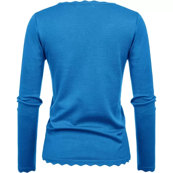 GRACE KARIN Womens High Stretchy Long Sleeve Pullover Sweater Blouse TopBlue