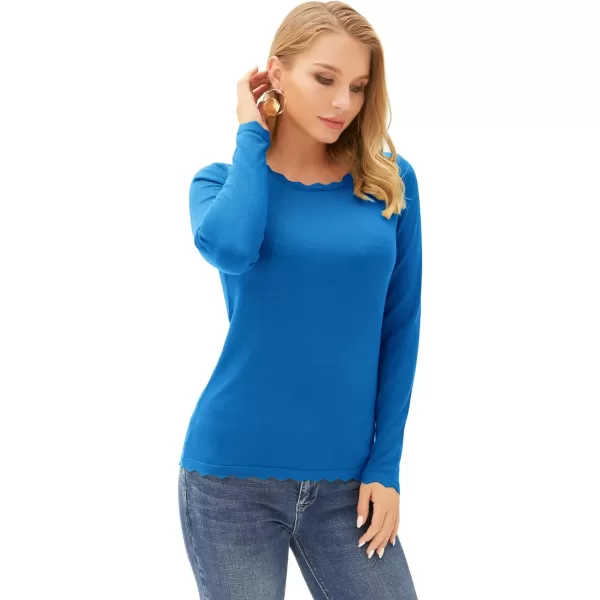 GRACE KARIN Womens High Stretchy Long Sleeve Pullover Sweater Blouse TopBlue