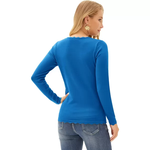 GRACE KARIN Womens High Stretchy Long Sleeve Pullover Sweater Blouse TopBlue