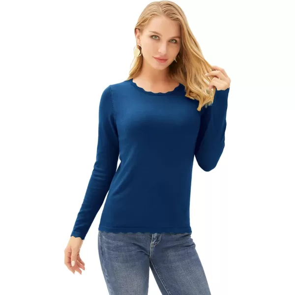 GRACE KARIN Womens High Stretchy Long Sleeve Pullover Sweater Blouse TopDark Blue2