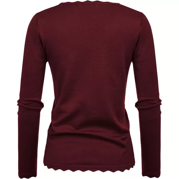 GRACE KARIN Womens High Stretchy Long Sleeve Pullover Sweater Blouse TopDark Wine