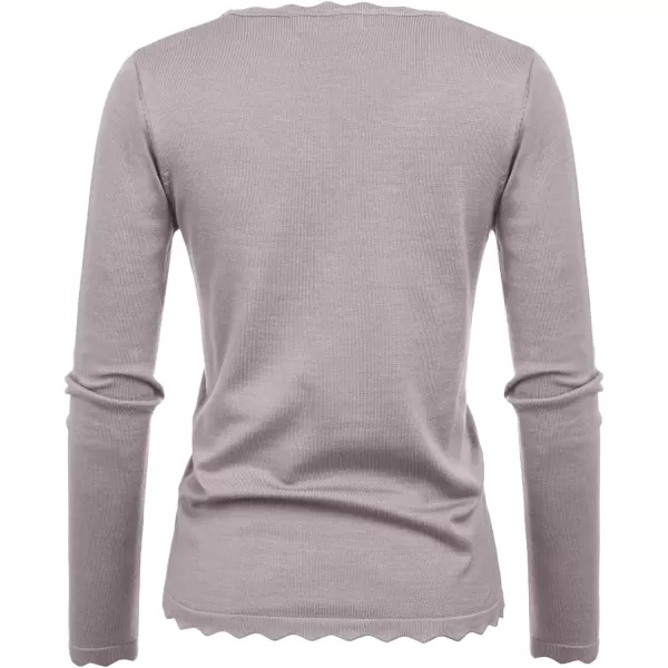 GRACE KARIN Womens High Stretchy Long Sleeve Pullover Sweater Blouse TopGray Pink