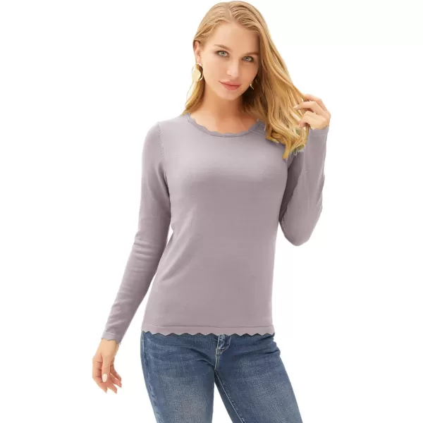 GRACE KARIN Womens High Stretchy Long Sleeve Pullover Sweater Blouse TopGray Pink