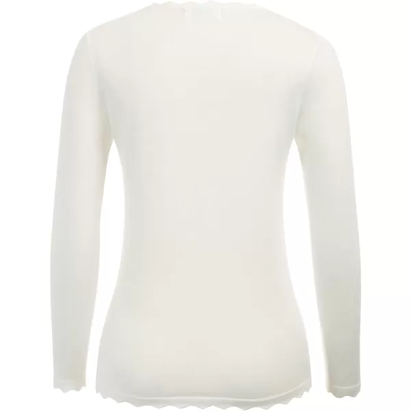 GRACE KARIN Womens High Stretchy Long Sleeve Pullover Sweater Blouse TopWhite