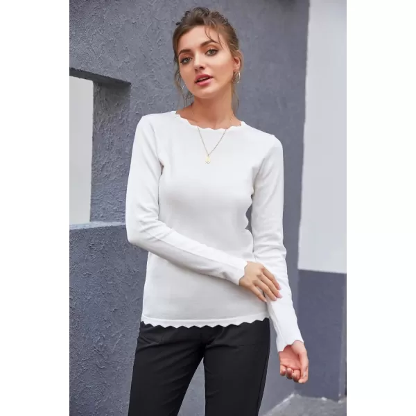 GRACE KARIN Womens High Stretchy Long Sleeve Pullover Sweater Blouse TopWhite