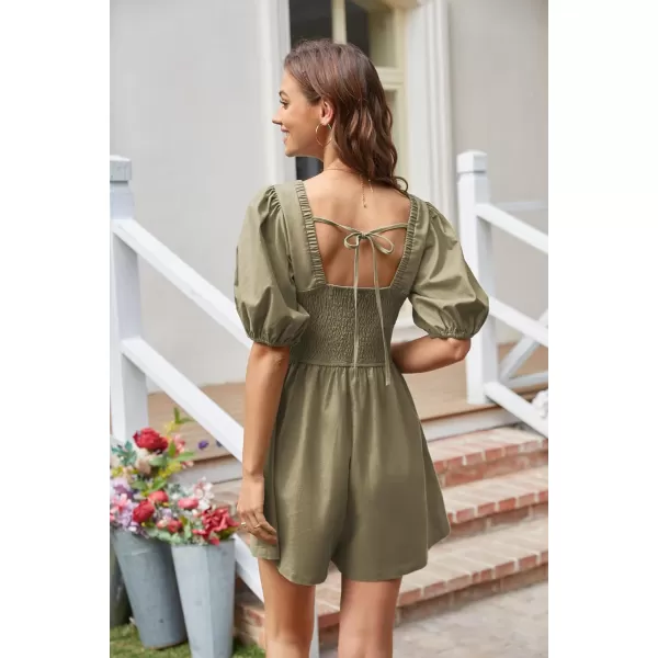 GRACE KARIN Womens Jumpsuits Deep v Ncek Summer Trooper Utility Cargo Rompers Short Sleeve Elastic Backless JumpsuitsArmygreen