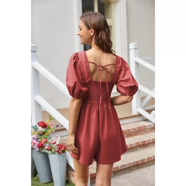 GRACE KARIN Womens Jumpsuits Deep v Ncek Summer Trooper Utility Cargo Rompers Short Sleeve Elastic Backless JumpsuitsBrick Red