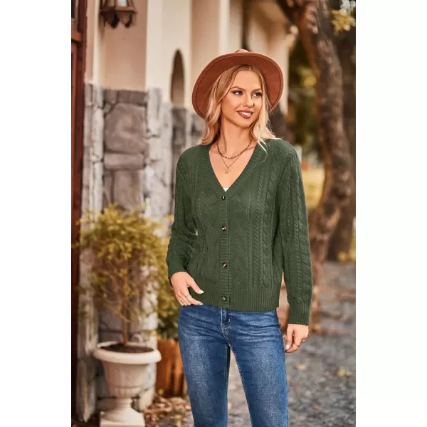GRACE KARIN Womens Knit Cardigan Sweaters Long Sleeve V Neck Button Down Chunky Outwear Coat Casual Fall SoftDark Greenlong Sleeve
