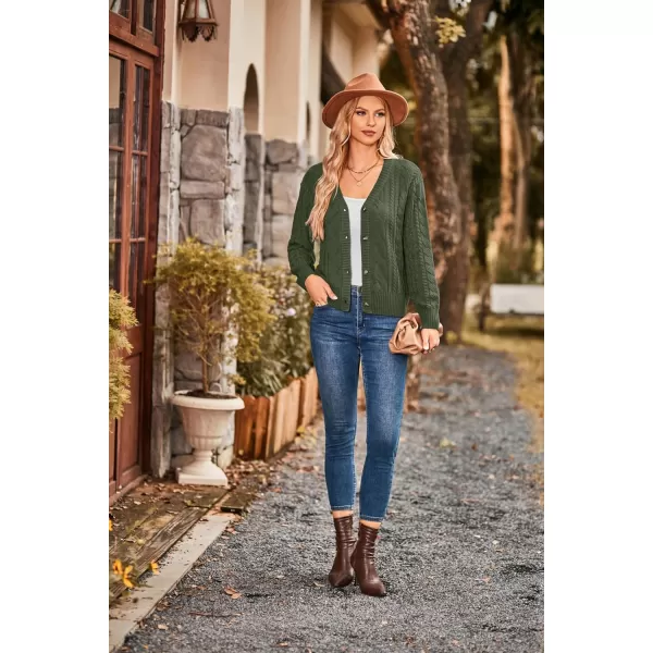 GRACE KARIN Womens Knit Cardigan Sweaters Long Sleeve V Neck Button Down Chunky Outwear Coat Casual Fall SoftDark Greenlong Sleeve