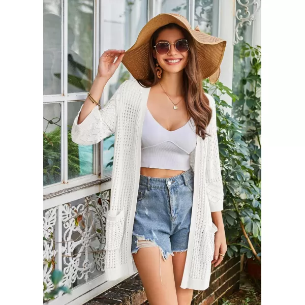 GRACE KARIN Womens Lightweight Kimono Cardigan Summer 34 Sleeve Open Front Knit Casual Cardigans with PocketsBeige