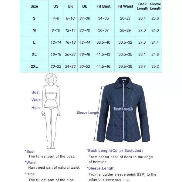 GRACE KARIN Womens Lightweight Quilted Jackets Winter Long Sleeve Button Down Casual Outwear Coat with PocketsNavy Blue