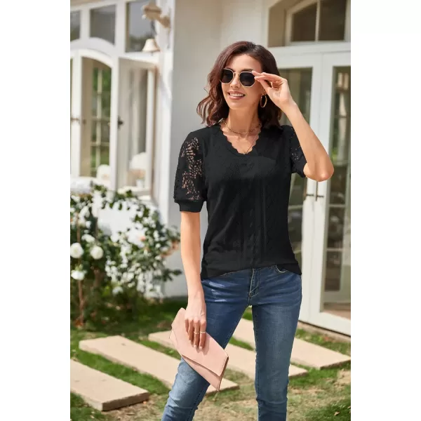 GRACE KARIN Womens Lightweight Thin Summer Pullover Sweater Cute Puff Short Sleeve Tops Pullover Shirt Knit BlouseBlack B