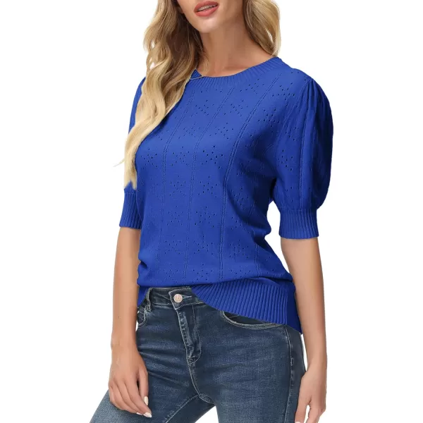 GRACE KARIN Womens Lightweight Thin Summer Pullover Sweater Cute Puff Short Sleeve Tops Pullover Shirt Knit BlouseBlue