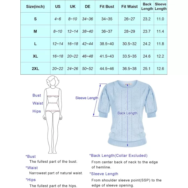 GRACE KARIN Womens Lightweight Thin Summer Pullover Sweater Cute Puff Short Sleeve Tops Pullover Shirt Knit BlouseBlue