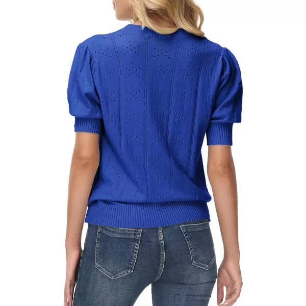 GRACE KARIN Womens Lightweight Thin Summer Pullover Sweater Cute Puff Short Sleeve Tops Pullover Shirt Knit BlouseBlue