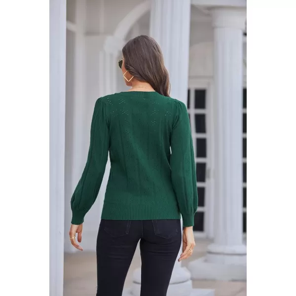 GRACE KARIN Womens Lightweight Thin Summer Pullover Sweater Cute Puff Short Sleeve Tops Pullover Shirt Knit BlouseCl0834 Green Long Sleeve