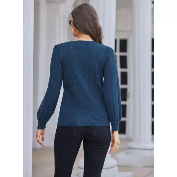 GRACE KARIN Womens Lightweight Thin Summer Pullover Sweater Cute Puff Short Sleeve Tops Pullover Shirt Knit BlouseCl0834 Navy Blue Long Sleeve