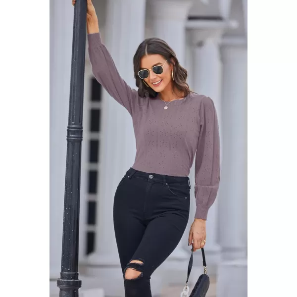 GRACE KARIN Womens Lightweight Thin Summer Pullover Sweater Cute Puff Short Sleeve Tops Pullover Shirt Knit BlouseCl0834 Purple Long Sleeve