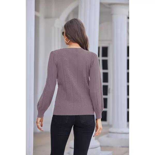 GRACE KARIN Womens Lightweight Thin Summer Pullover Sweater Cute Puff Short Sleeve Tops Pullover Shirt Knit BlouseCl0834 Purple Long Sleeve