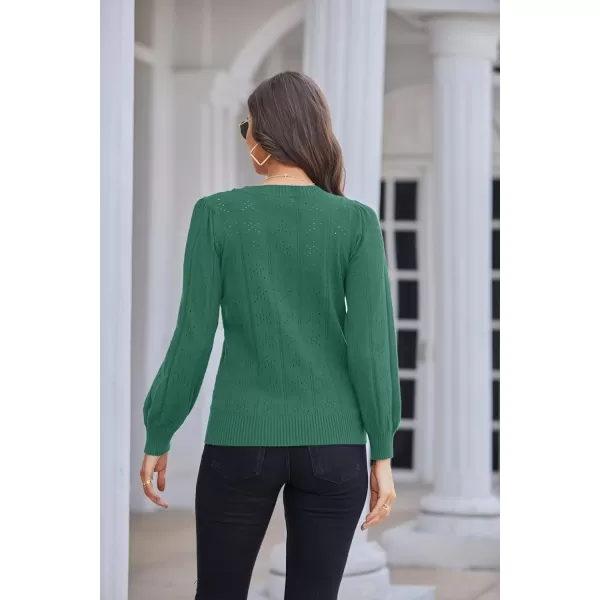 GRACE KARIN Womens Lightweight Thin Summer Pullover Sweater Cute Puff Short Sleeve Tops Pullover Shirt Knit BlouseCl0834 Sea Green Long Sleeve