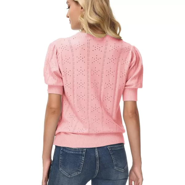 GRACE KARIN Womens Lightweight Thin Summer Pullover Sweater Cute Puff Short Sleeve Tops Pullover Shirt Knit BlouseLight Pink