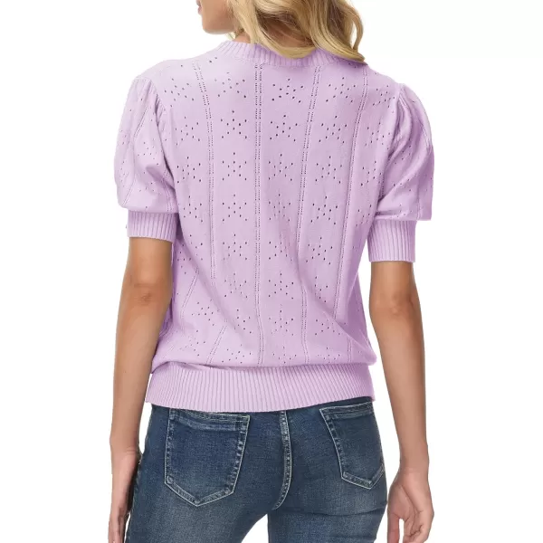 GRACE KARIN Womens Lightweight Thin Summer Pullover Sweater Cute Puff Short Sleeve Tops Pullover Shirt Knit BlouseLight Purple