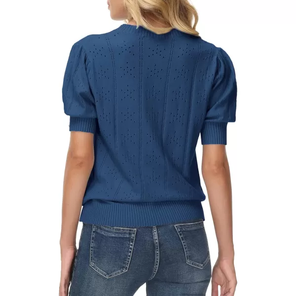 GRACE KARIN Womens Lightweight Thin Summer Pullover Sweater Cute Puff Short Sleeve Tops Pullover Shirt Knit BlouseNavy Blue
