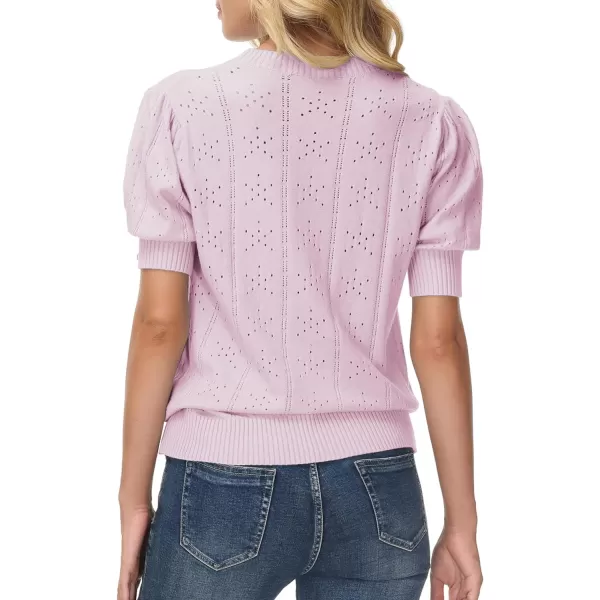 GRACE KARIN Womens Lightweight Thin Summer Pullover Sweater Cute Puff Short Sleeve Tops Pullover Shirt Knit BlousePurple Pink