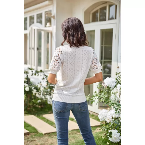 GRACE KARIN Womens Lightweight Thin Summer Pullover Sweater Cute Puff Short Sleeve Tops Pullover Shirt Knit BlouseWhite B