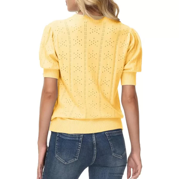 GRACE KARIN Womens Lightweight Thin Summer Pullover Sweater Cute Puff Short Sleeve Tops Pullover Shirt Knit BlouseYellow