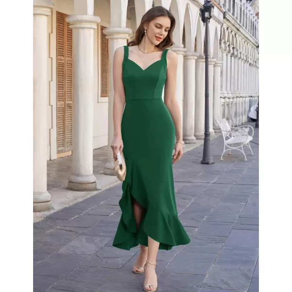 GRACE KARIN Womens Long Formal Dresses Sleeveless V Neck Cocktail Wedding Guest Dresses Mermaid Ruffle Party Prom Maxi DressDarkgreen