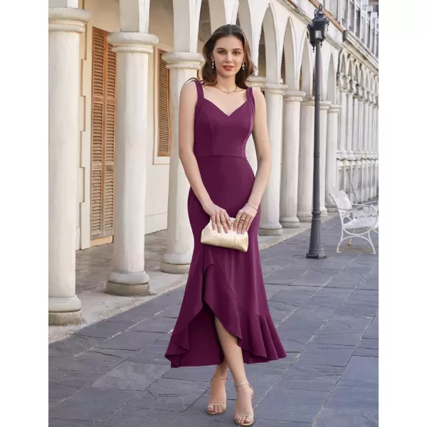 GRACE KARIN Womens Long Formal Dresses Sleeveless V Neck Cocktail Wedding Guest Dresses Mermaid Ruffle Party Prom Maxi DressPurple