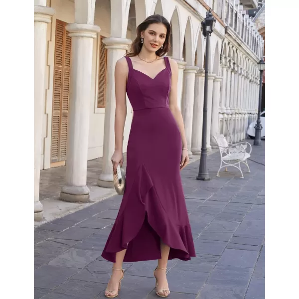 GRACE KARIN Womens Long Formal Dresses Sleeveless V Neck Cocktail Wedding Guest Dresses Mermaid Ruffle Party Prom Maxi DressPurple