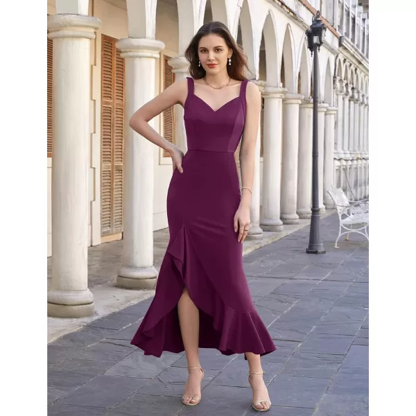 GRACE KARIN Womens Long Formal Dresses Sleeveless V Neck Cocktail Wedding Guest Dresses Mermaid Ruffle Party Prom Maxi DressPurple