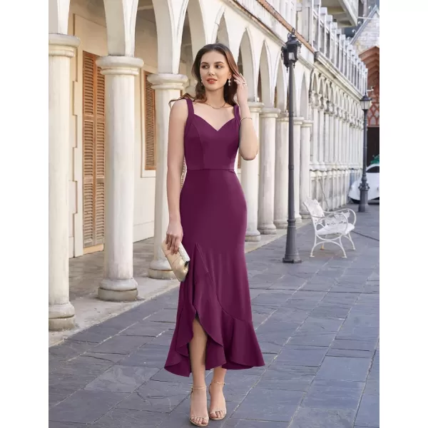 GRACE KARIN Womens Long Formal Dresses Sleeveless V Neck Cocktail Wedding Guest Dresses Mermaid Ruffle Party Prom Maxi DressPurple