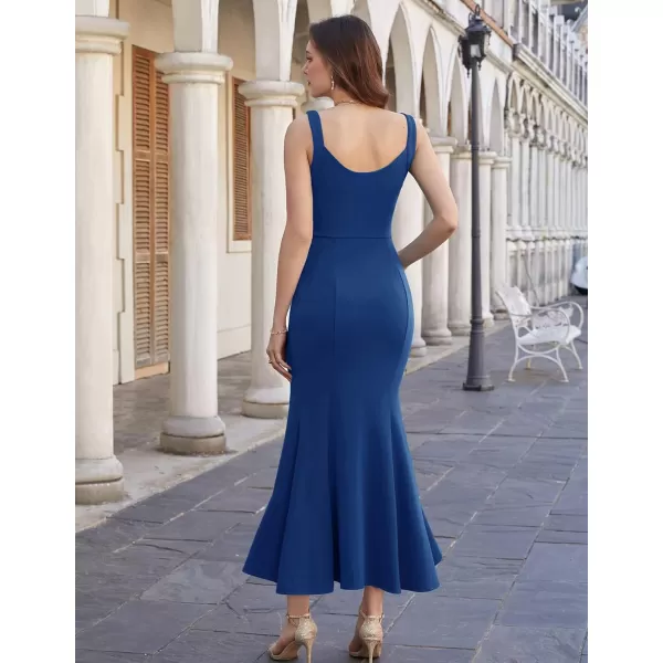 GRACE KARIN Womens Long Formal Dresses Sleeveless V Neck Cocktail Wedding Guest Dresses Mermaid Ruffle Party Prom Maxi DressRoyal Blue