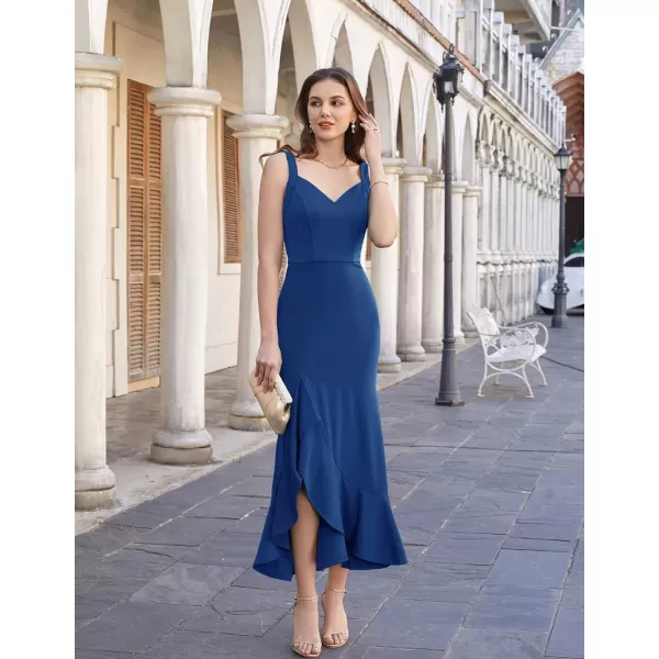 GRACE KARIN Womens Long Formal Dresses Sleeveless V Neck Cocktail Wedding Guest Dresses Mermaid Ruffle Party Prom Maxi DressRoyal Blue