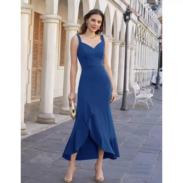 GRACE KARIN Womens Long Formal Dresses Sleeveless V Neck Cocktail Wedding Guest Dresses Mermaid Ruffle Party Prom Maxi DressRoyal Blue