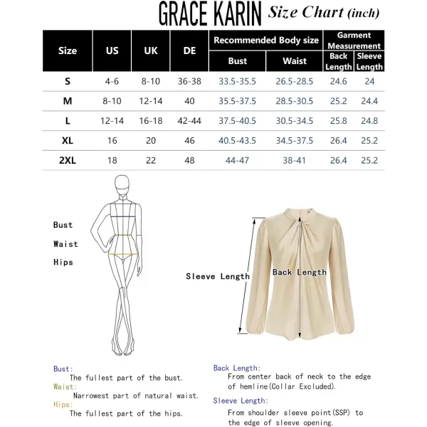 GRACE KARIN Womens Long Lantern Sleeve Shirts Mock Neck Solid Casual Blouse TopsApricot