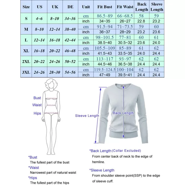 GRACE KARIN Womens Long Sleeve Button Down Crew Neck Classic Sweater Knit CardiganAliceblue