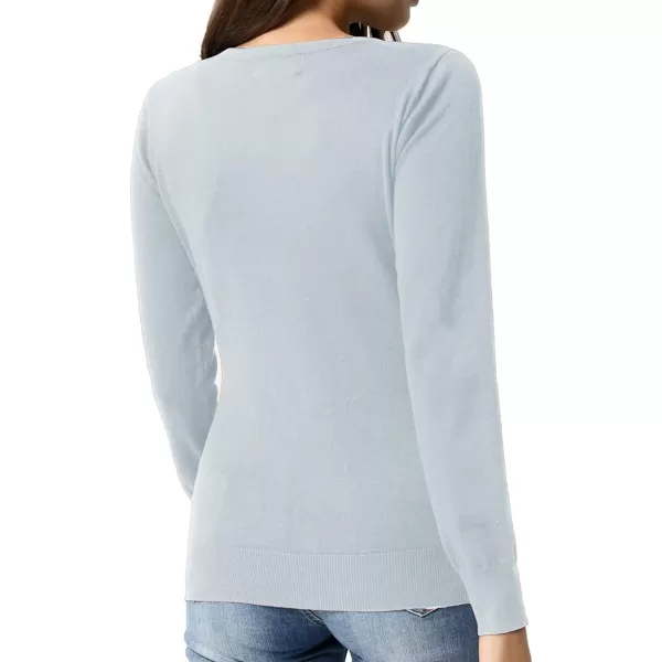 GRACE KARIN Womens Long Sleeve Button Down Crew Neck Classic Sweater Knit CardiganAliceblue