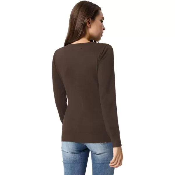 GRACE KARIN Womens Long Sleeve Button Down Crew Neck Classic Sweater Knit CardiganCoffee