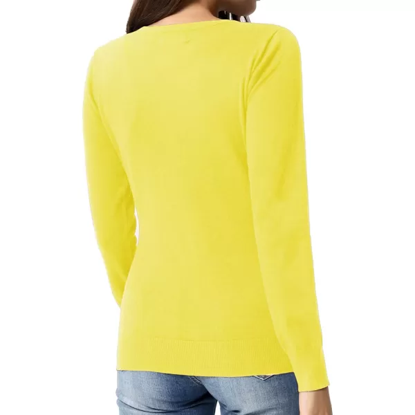 GRACE KARIN Womens Long Sleeve Button Down Crew Neck Classic Sweater Knit CardiganLemon Yellow
