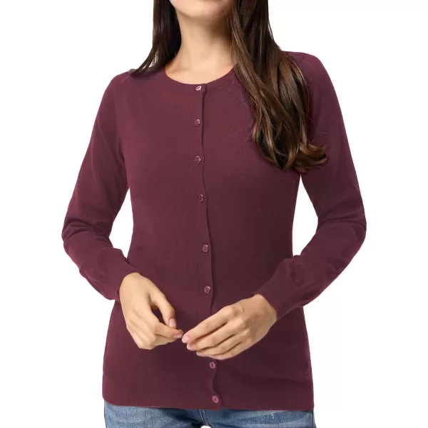 GRACE KARIN Womens Long Sleeve Button Down Crew Neck Classic Sweater Knit CardiganPurple