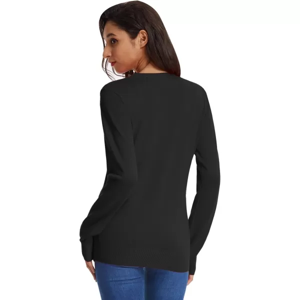 GRACE KARIN Womens Long Sleeve Button Down Sweater Classic VNeck Knit CardiganBlack