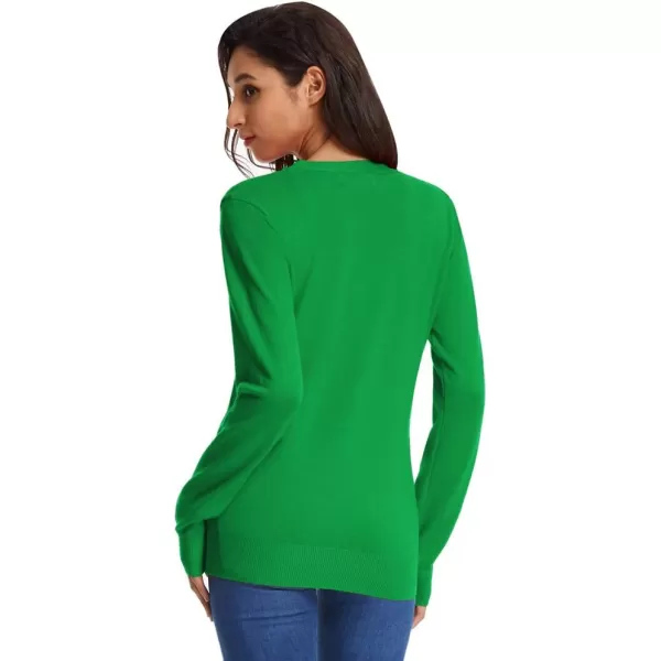 GRACE KARIN Womens Long Sleeve Button Down Sweater Classic VNeck Knit CardiganGreen