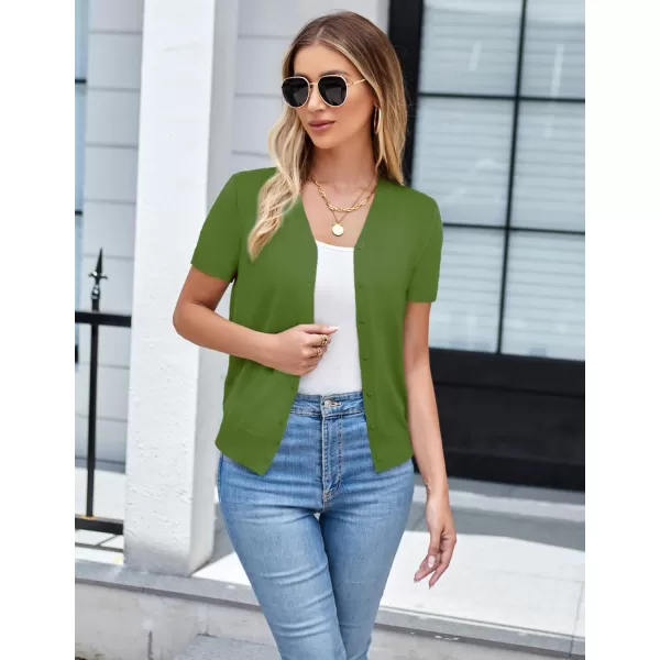 GRACE KARIN Womens Long Sleeve Button Down Sweater Classic VNeck Knit CardiganLight Green