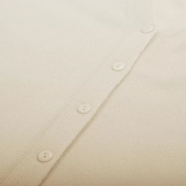 GRACE KARIN Womens Long Sleeve Button Down Sweater Classic VNeck Knit CardiganShort Sleeve Apricot