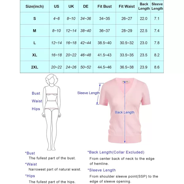 GRACE KARIN Womens Long Sleeve Button Down Sweater Classic VNeck Knit CardiganShort Sleeve Light Blue